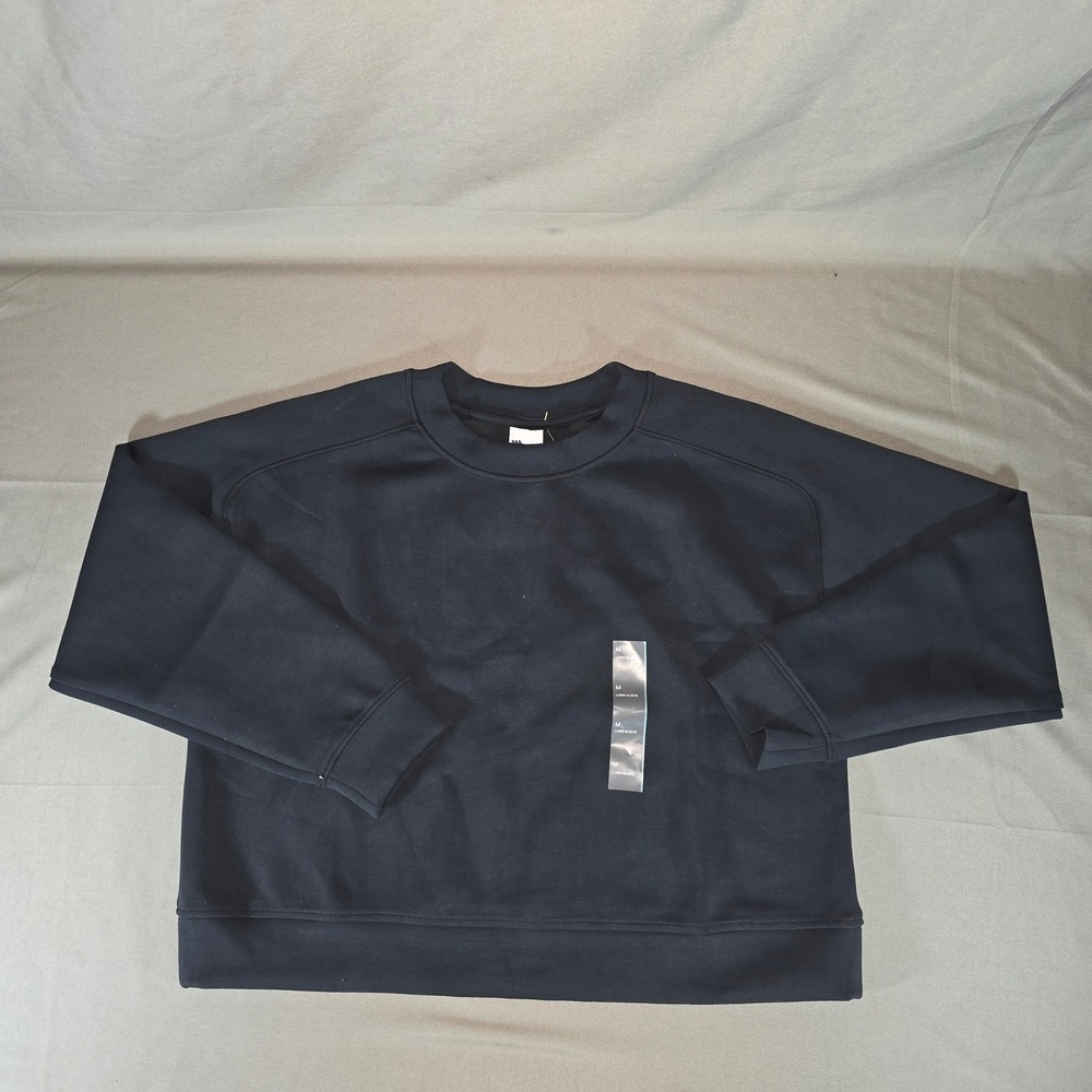 All in Motion Sandwash Pickleball Crew Sweatshirt Black M Relaxed Fit